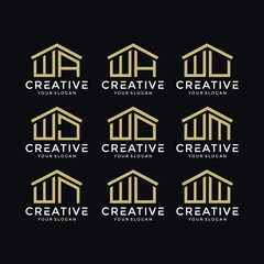 nine Set of creative, elegant and simple letter logo design templates, etc.