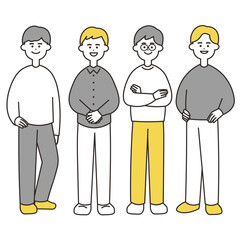 Naklejka premium 男性 全身 イエローカラーセット