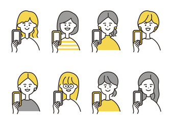 女性　携帯　バストアップ　イエローカラーセット