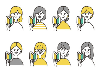 女性　初心者マーク　バストアップ　イエローカラーセット