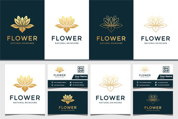 Fototapeta na wymiar Flower logo and business card design template. beauty, fashion, salon and spa