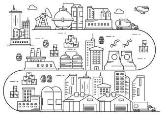 Industry Manufacturing Processing line art vector