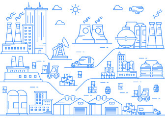 Industry Factory Illustration line art vector