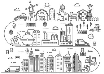 Farm Production Industry Process line vector