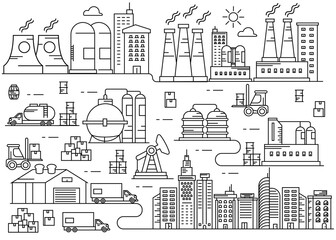 Production Industry City thin line Art vector