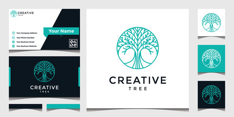 inspiring tree logos designed with elegant lines and circles