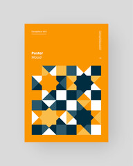 Fototapeta premium Abstract Placard, Poster, Flyer, Banner Design. Colorful illustration on vertical A4 format. Flat geometric shapes. Decorative ornament backdrop.