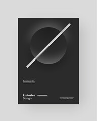 Abstract Placard, Poster, Flyer, Banner Design. Colorful illustration on vertical A4 format. 3d geometric shapes. Decorative neumorphism circles backdrop.