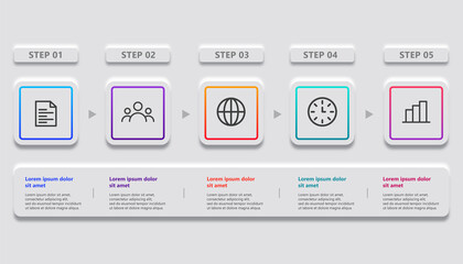 Minimalist design for business infographic with 5 steps