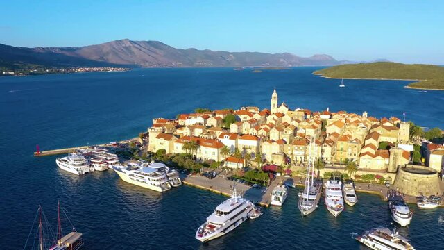 Aerial view of Croatian town Korcula
