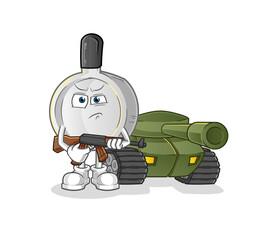 pan soldier with tank character. cartoon mascot vector