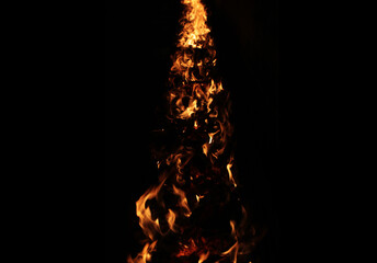 Burning flame on black. Fire line on black background. Abstarct burning flame.