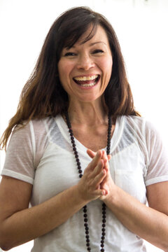 Woman Reverential With Hapa Mala Sitting For Yoga