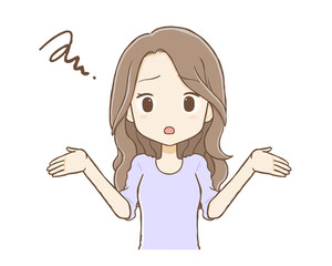 ロングヘアの女性（上半身）呆れた表情をしています。