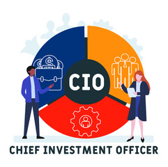 Flat design with people. CIO - Chief Investment Officer acronym, business concept background.   Vector illustration for website banner, marketing materials, business presentation, online advertising.