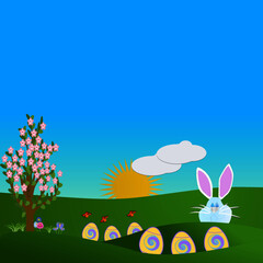 Fototapeta premium Happy Easter greeting card with Eggs background.