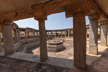 Ancient water pool in Hampi, Karnataka state, India
