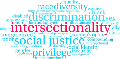 Intersectionality Word Cloud on a white background. 