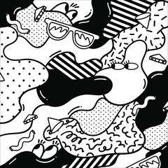 Pattern Backgrounds. Black white illustration art. Doodle