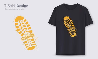 Footprint Adventure graphic t-shirt vector design, typography.