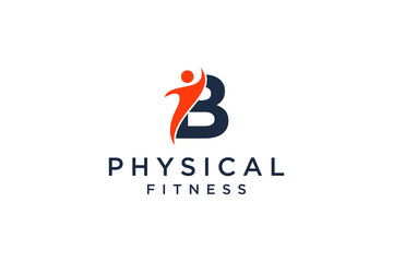 alphabet letter B for fitness logo vector icon design and Barbell Fitness Gym Logo Design