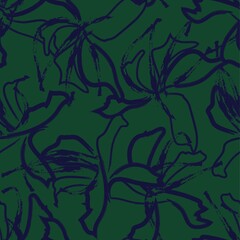 Green Floral Brush strokes Seamless Pattern Background