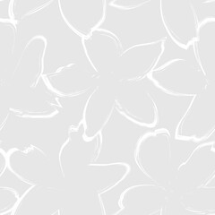 Obraz premium Black and White Floral Brush strokes Seamless Pattern Background