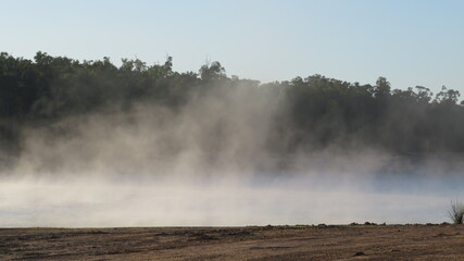 Mist rising in the early morning of Glen Mervyn Dam