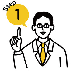 医師　医者　男性　ポップ　ステップ　1
