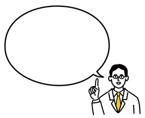 医師　医者　男性　ポップ　提案　医療　空欄　空白　人差し指
