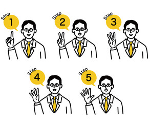 医師　医者　男性　ポップ　セット　ステップ

