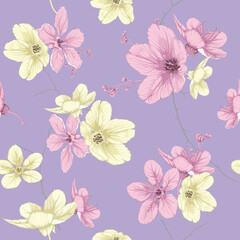 This is a flower illustration , seamless pattern, sakura flower, - 424913830