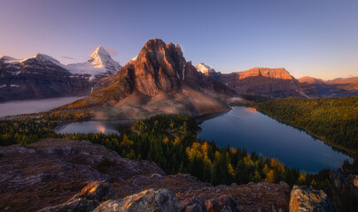 The landscape of Mount Assiniboine, the queen of Canadian Rockies, British Columbia, CanadaSunrise at Mount Assiniboine