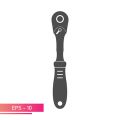 Ratchet wrench with handle. Solid design. On a white background. Tools for a car mechanic. Flat vector illustration.