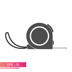 A simple measuring tape with a flexible strap. Solid design. On a white background. Tools for workers. Flat vector illustration.
