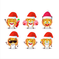 Santa Claus emoticons with greek pizza cartoon character