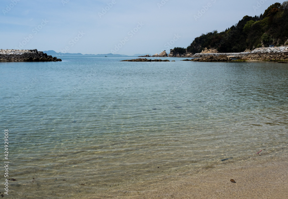 Wall mural Beautiful beach at Roadside Station Kazahaya-no-sato Fuwari - Matsuyama, Ehime prefecture, Japan