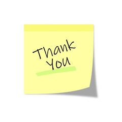 Thank You Message Sticky Note Isolated On White Background