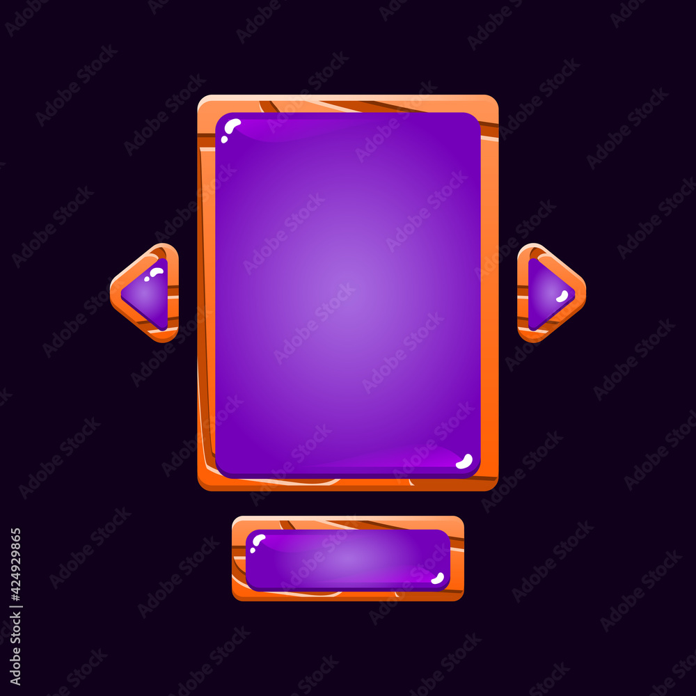 Poster set of glossy wooden game ui board pop up for gui asset elements vector illustration