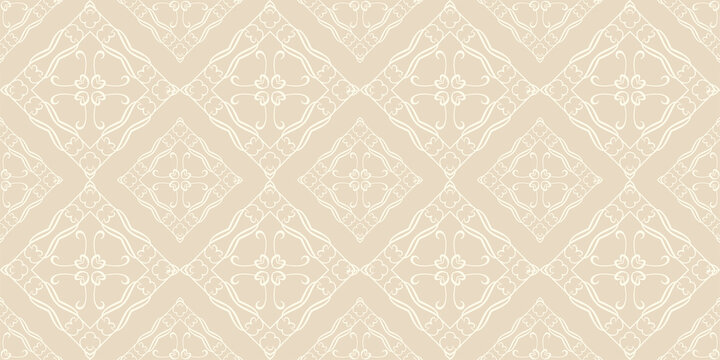 Vintage background pattern with retro style ornament on beige background. Wallpaper texture for your design. Vector graphics