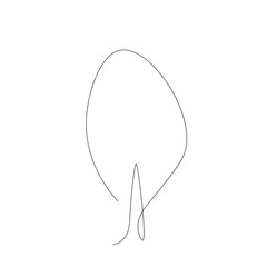 Tree silhouette one line drawing, vector illustration