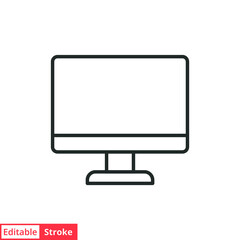 Monitor line icon. Simple outline style. Screen, tv, desktop computer display concept. Vector illustration isolated on white background. Editable stroke EPS 10.
