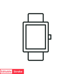 Smartwatch line icon. Simple outline style. Wearable, clock, electronic, digital smart watch technology concept. Vector illustration isolated on white background. Editable stroke EPS 10.