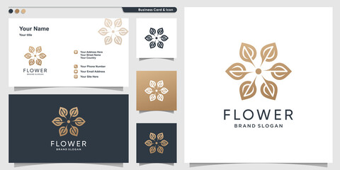 Fototapeta na wymiar Flower logo design with modern style and business card design Premium Vector