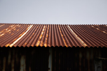 赤茶色のトタン葺きの屋根