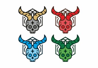 Colorful skull with horn set