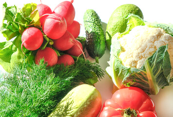 Fresh delicious vegetables top view