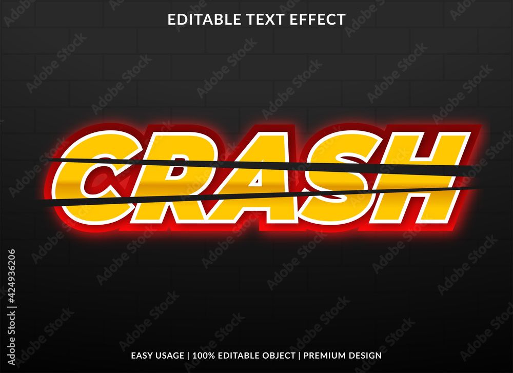 Poster crash text effect template design with bold style and abstract background use for business brand log
