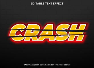 crash text effect template design with bold style and abstract background use for business brand logo and sticker