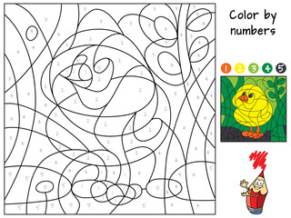 Chicken. Color by numbers. Coloring book